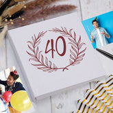 Large Book Bound 40th Birthday Gift For Her Or Him With Laurel Wreath Photo Album