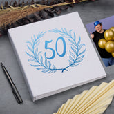 Large Book Bound 50th Birthday Gift For Her Or Him With Laurel Wreath Photo Album