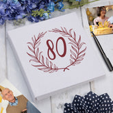 Large Book Bound 80th Birthday Gift For Her Or Him With Laurel Wreath Photo Album