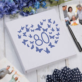 Large Book Bound 80th Birthday Gift For Her Or Him With Butterflies Photo Album