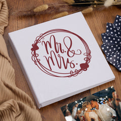 Large Book Bound Mr and Mrs In Circle Gift Wedding Day Photo Album