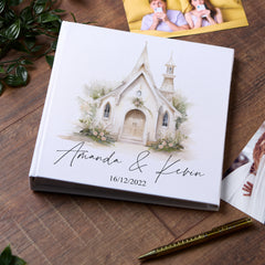 Large Book Bound Personalised Wedding Photo Album Chapel Design