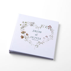 Large Traditional Book Bound Personalised Wedding Photo Album With Watercolour Floral Heart