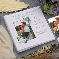 Personalised Large Book Bound 5 Years Together Photo Album Custom Photo Elegant Wedding Day Memory Anniversary Keepsake Gifts