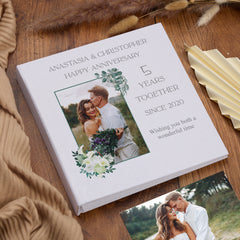 Personalised Large Book Bound 5 Years Together Photo Album Custom Photo Elegant Wedding Day Memory Anniversary Keepsake Gifts