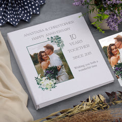 Personalised Large Book Bound 10 Years Together Photo Album Custom Photo Elegant Wedding Day Memory Anniversary Keepsake Gifts