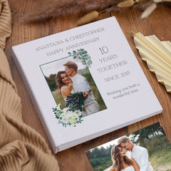 Personalised Large Book Bound 10 Years Together Photo Album Custom Photo Elegant Wedding Day Memory Anniversary Keepsake Gifts