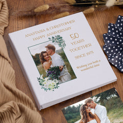 Personalised Large Book Bound 50 Years Together Photo Album Custom Photo Elegant Wedding Day Memory Anniversary Keepsake Gifts