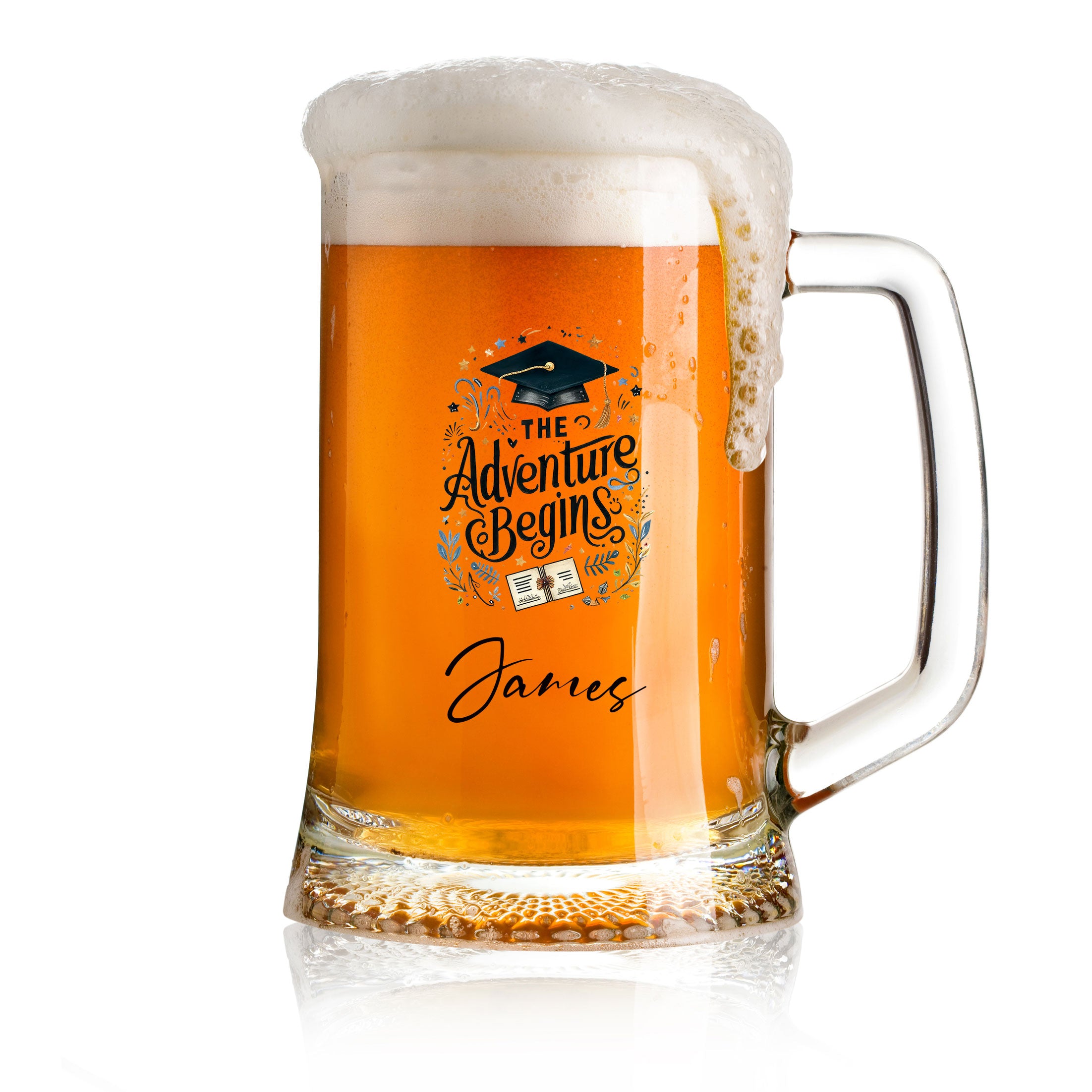 Personalised Graduation Beer Glass Tankard Congratulations Keepsake personalised beer glasses ukgiftstoreonline Adventure Begins