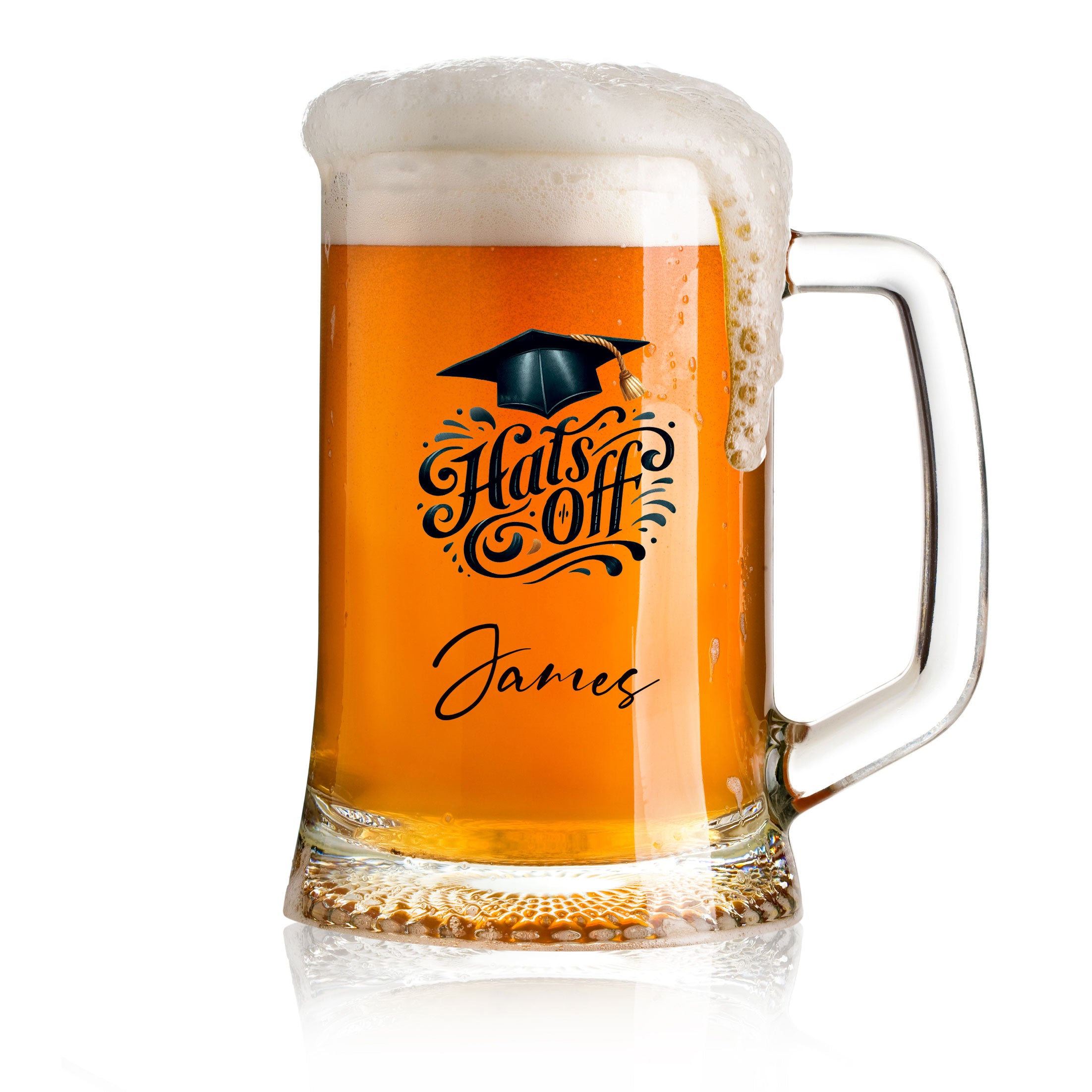 Personalised Graduation Beer Glass Tankard Congratulations Keepsake personalised beer glasses ukgiftstoreonline Hats Off