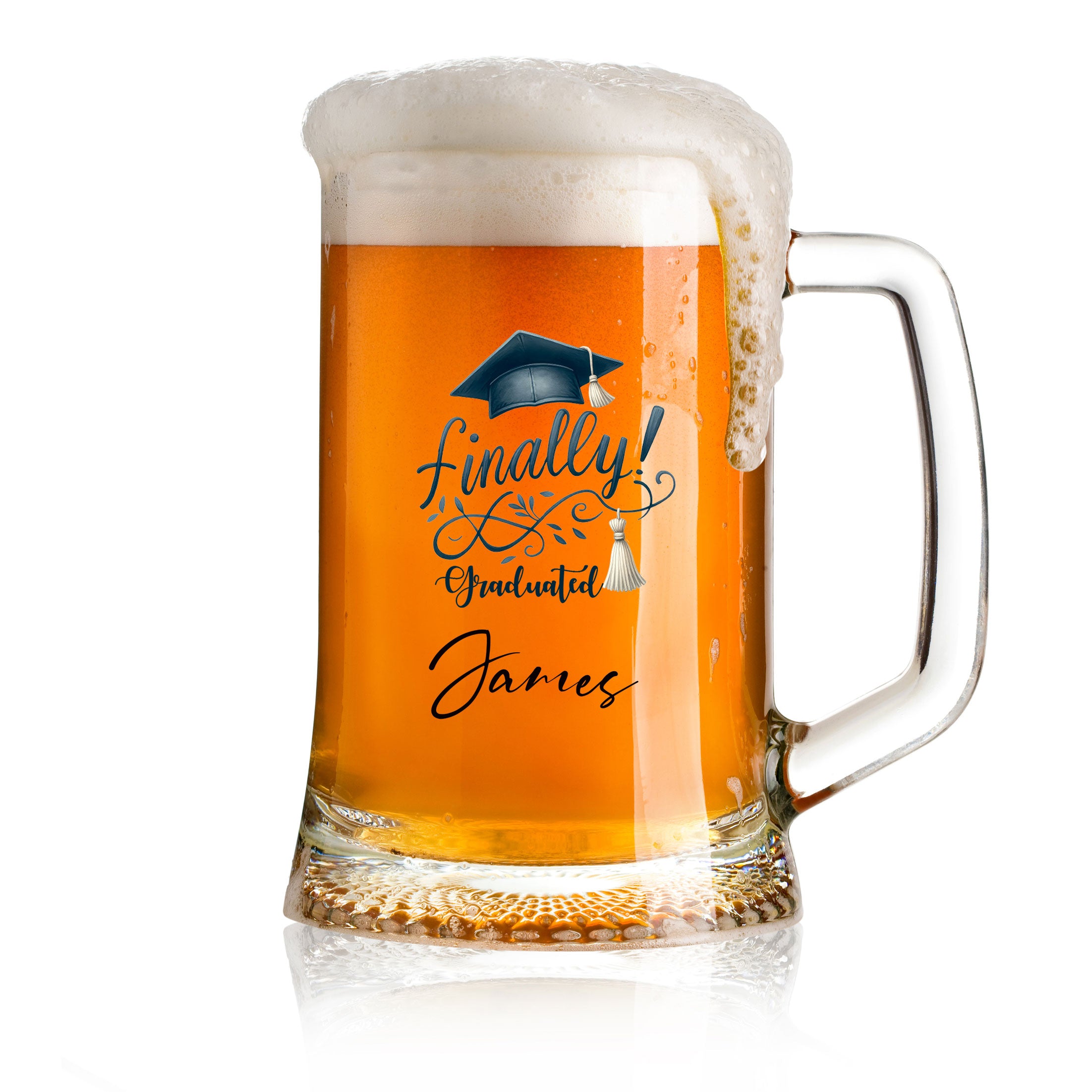 Personalised Graduation Beer Glass Tankard Congratulations Keepsake personalised beer glasses ukgiftstoreonline Finally Graduated