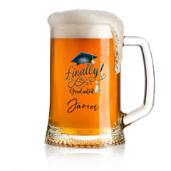 Personalised Graduation Beer Glass Tankard Congratulations Keepsake personalised beer glasses ukgiftstoreonline Finally Graduated