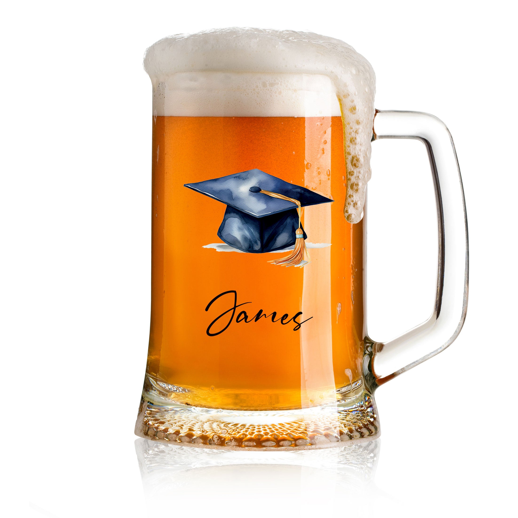 Personalised Graduation Beer Glass Tankard Congratulations Keepsake personalised beer glasses ukgiftstoreonline Watercolour Hat