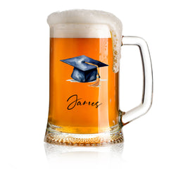 Personalised Graduation Beer Glass Tankard Congratulations Keepsake personalised beer glasses ukgiftstoreonline Watercolour Hat