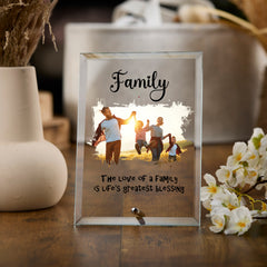 Personalised Family Photo Keepsake Gift Glass Plaque With Sentiment