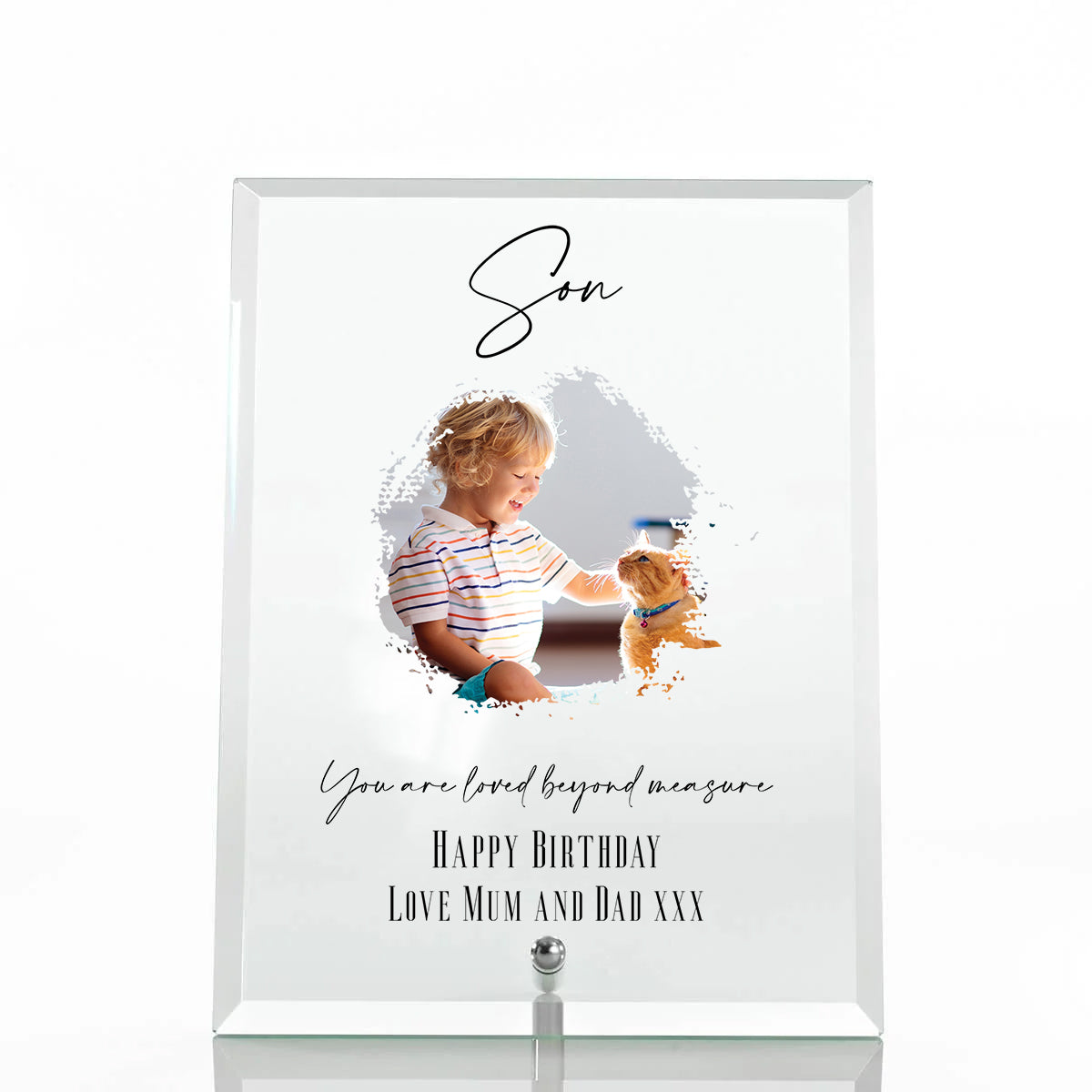 Personalised Son Keepsake Gift Glass Photo Glass Plaque With Sentiment Personalised Plaque Gift ukgiftstoreonline