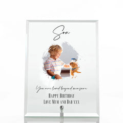 Personalised Son Keepsake Gift Glass Photo Glass Plaque With Sentiment Personalised Plaque Gift ukgiftstoreonline