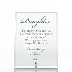 Personalised Engraved Glass Plaque Daughter Gift