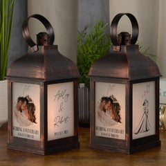 Personalised 1st Anniversary Photo Candle Lantern Gift For Couple