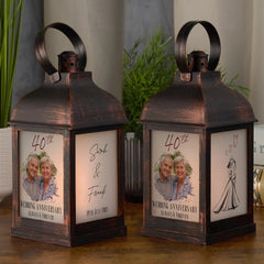 Personalised 40th Anniversary Photo Candle Lantern Gift For Couple