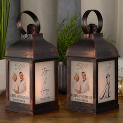 Personalised 50th Anniversary Photo Candle Lantern Gift For Couple