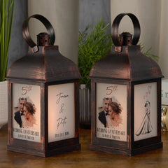 Personalised 5th Anniversary Photo Candle Lantern Gift For Couple