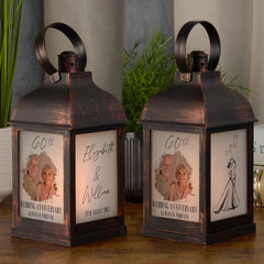 Personalised 60th Anniversary Photo Candle Lantern Gift For Couple