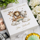 Personalised White Dream Big Little One Special Baby Keepsake For Photos, Favourite Things and Mementos ukgiftstoreonline Ribbon Box Large
