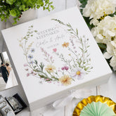 Personalised Couple Wedding Keepsake Box Delicate Floral Design ukgiftstoreonline Ribbon Box Large