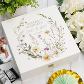 Personalised Couple Wedding Keepsake Box Delicate Floral Design ukgiftstoreonline Wooden Box Large