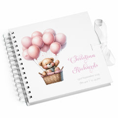 Personalised Baby Girl Scrapbook Photo album With Teddy and Balloons