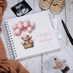 Personalised Baby Girl Scrapbook Photo album With Teddy and Balloons