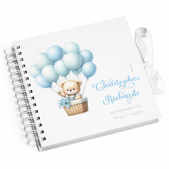 Personalised Baby Boy Scrapbook Photo album With Teddy and Balloons