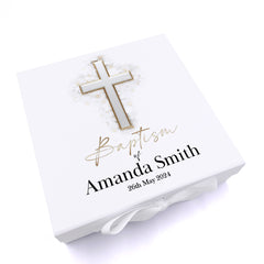 Personalised Baptism Silver Cross Keepsake Memory Box Gift