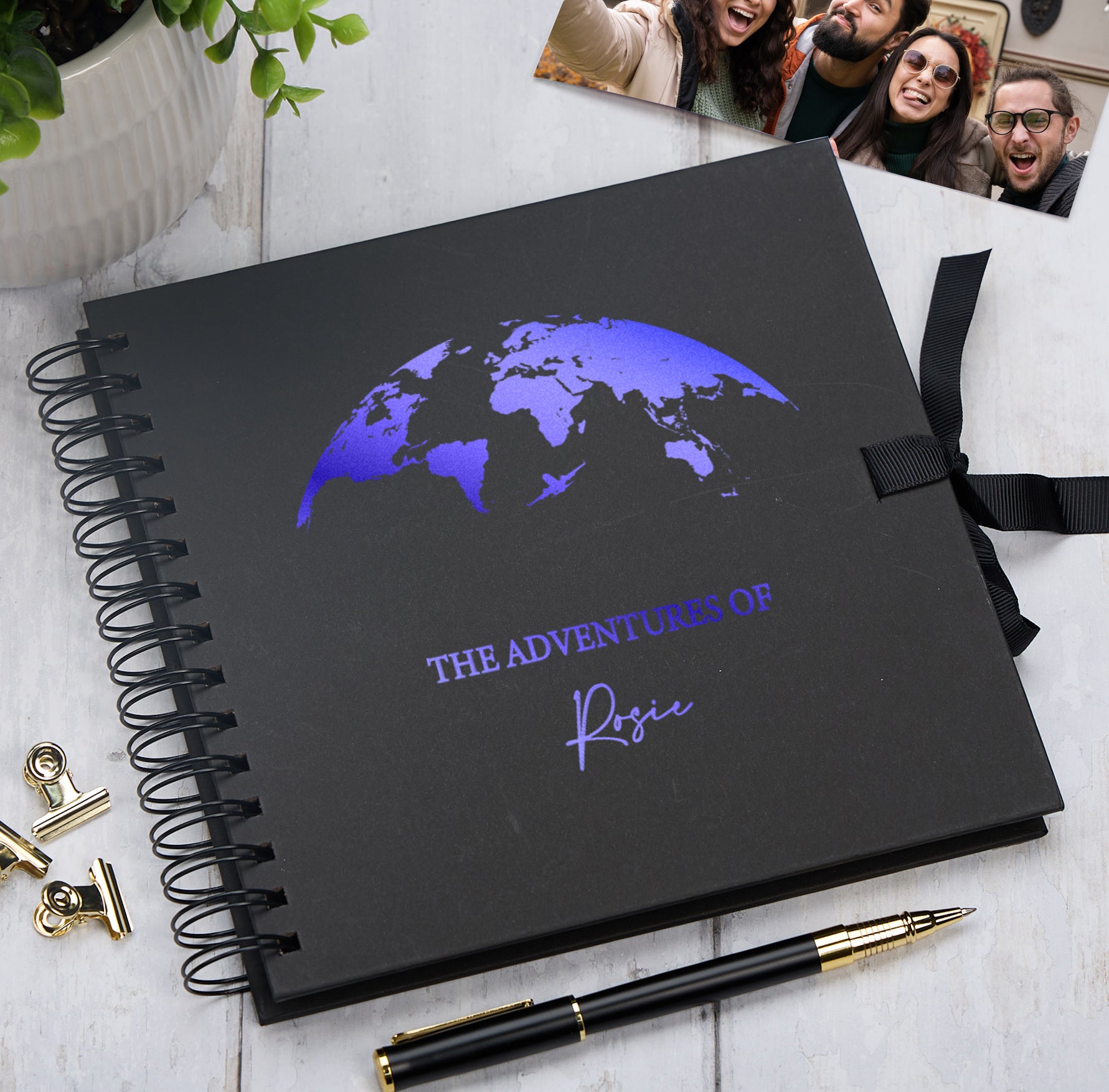 Personalised Adventures Holiday Love Multiple Colour Scrapbook Photo Album Scrapbook ukgiftstoreonline Black Blue
