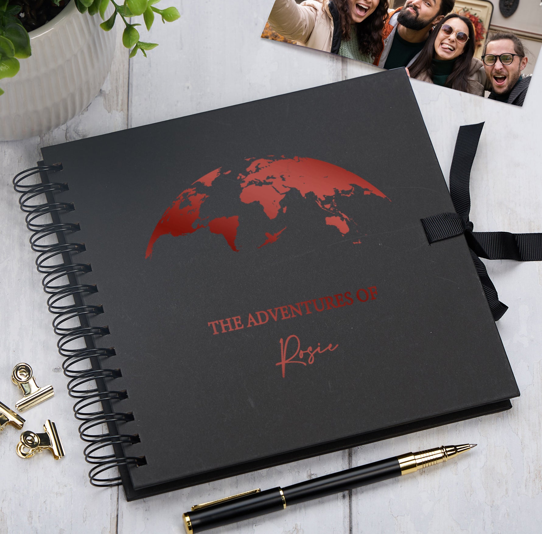 Personalised Adventures Holiday Love Multiple Colour Scrapbook Photo Album Scrapbook ukgiftstoreonline Black Red