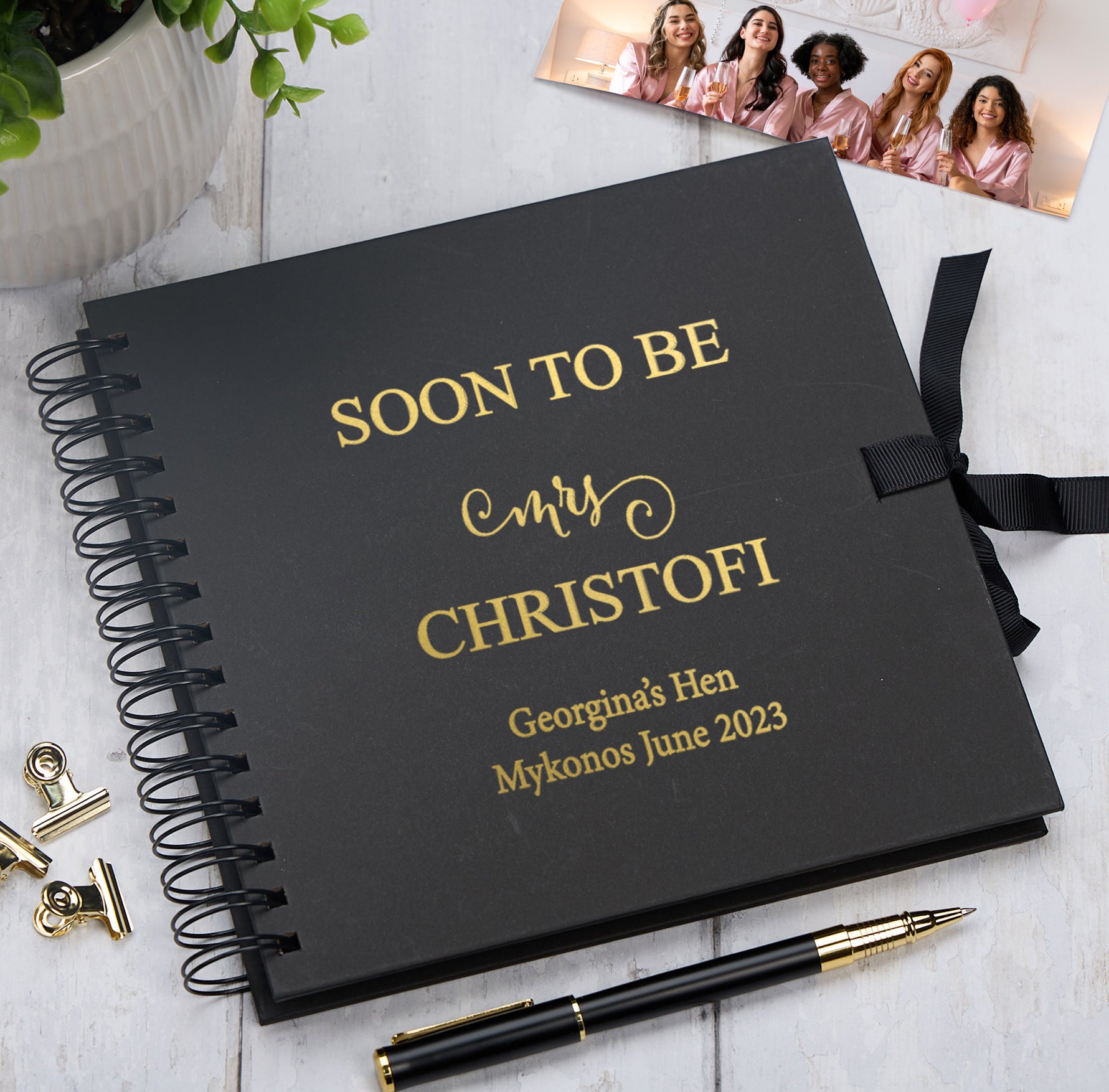 Personalised Soon To Be MRS Multiple Colour Hen Night Do Guest Book Scrapbook Photo Album Scrapbook ukgiftstoreonline Black