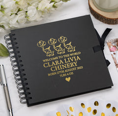 Personalised Baby Record Book, Multiple Colour Scrapbook or Photo Album With Elephants