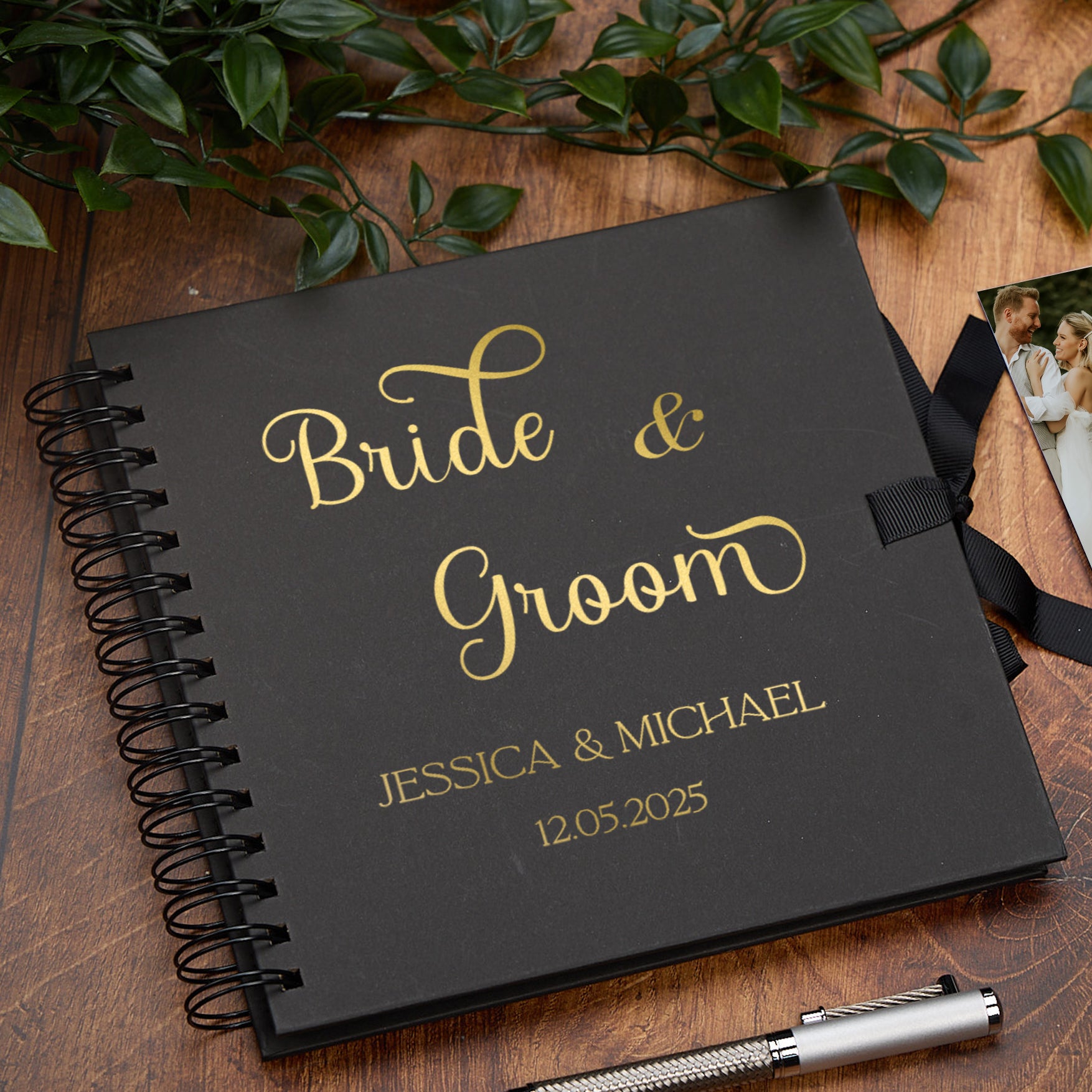Personalised Bride & Groom Guest Book, Custom Elegant Scrapbook Keepsake Album Memory Book Photo Album ukgiftstoreonline
