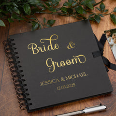Personalised Bride & Groom Guest Book, Custom Elegant Scrapbook Keepsake Album Memory Book Photo Album ukgiftstoreonline