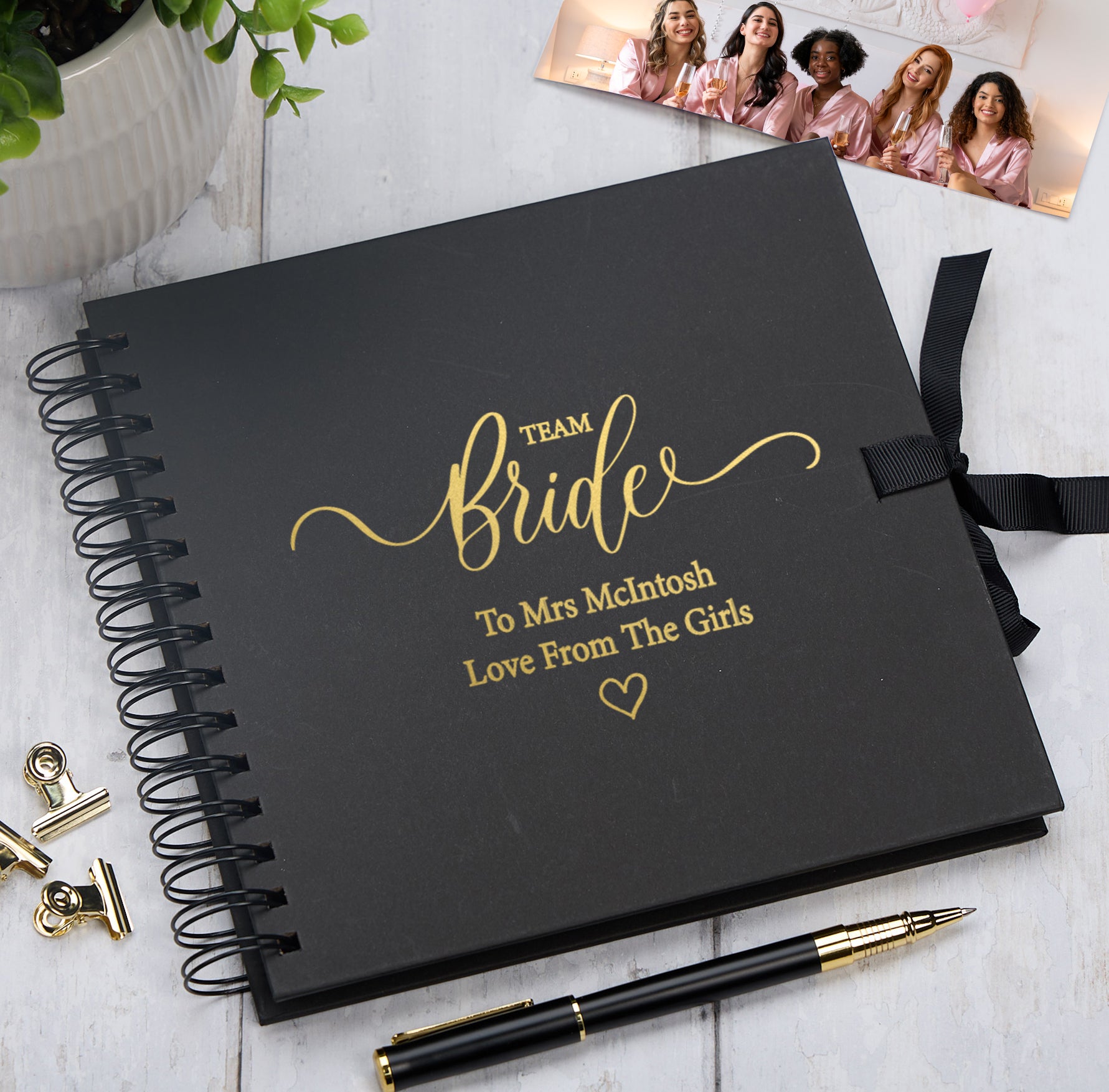 Personalised Team Bride Multiple Colour Guest Book Scrapbook or Photo Album Scrapbook ukgiftstoreonline Black