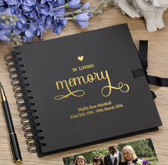 Personalised Memorial Funeral Guest Book Multiple Colours Scrapbook or Photo Album Gift