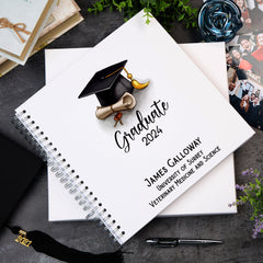 Large Graduation Photo Album Scrapbook Boxed With Hat and Scroll