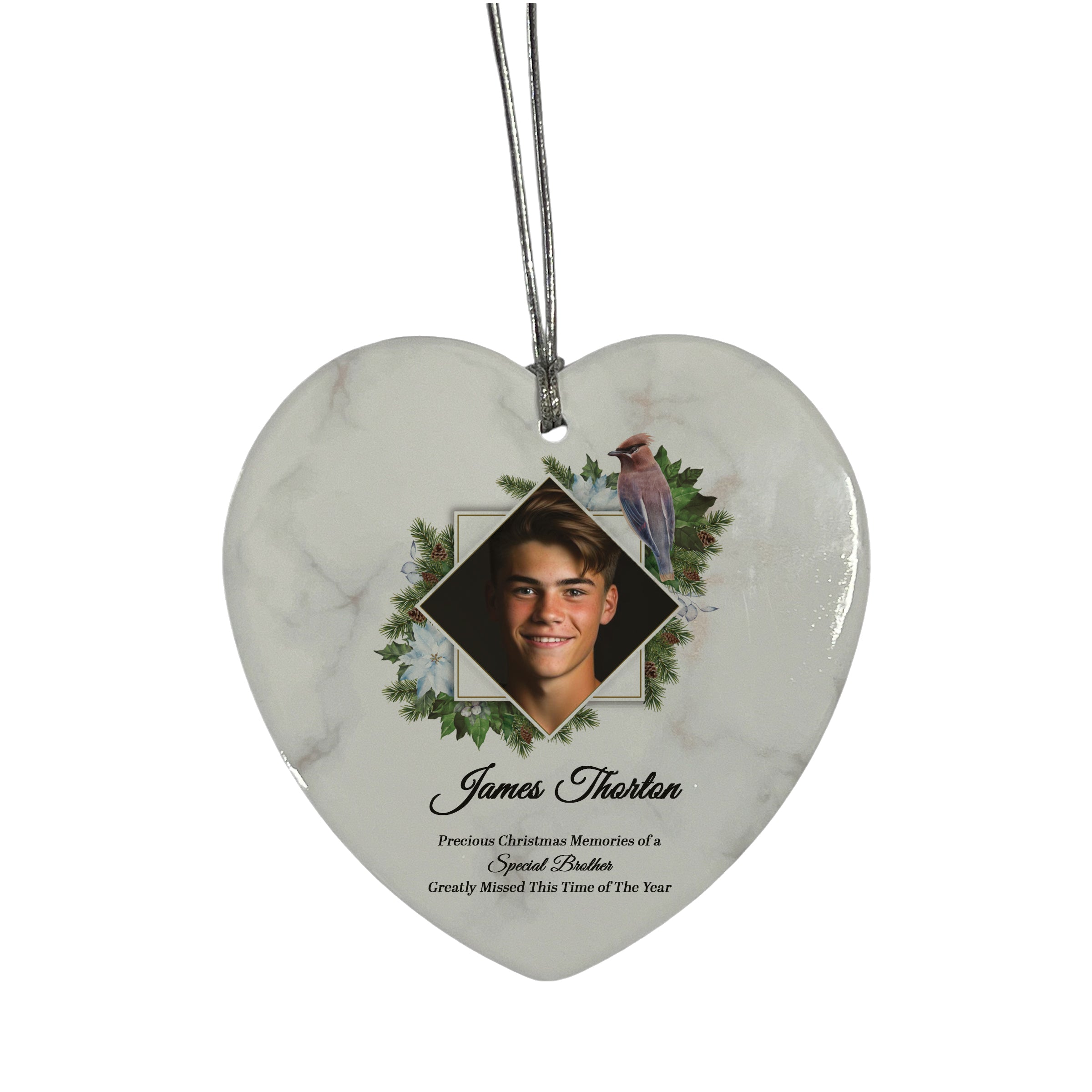 Large Hanging Ceramic Heart Christmas Memorial Decoration-Brother Personalised Heart Gifts ukgiftstoreonline