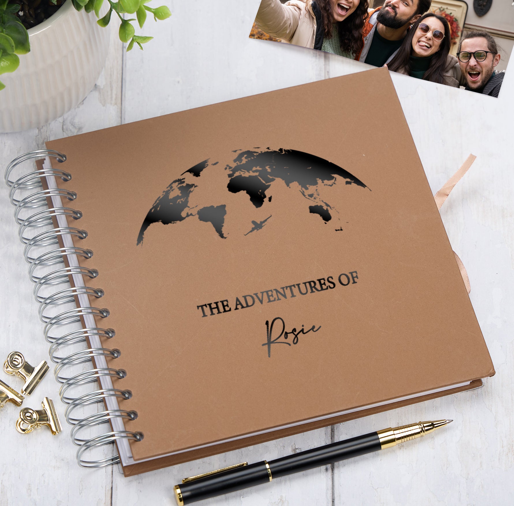 Personalised Adventures Holiday Love Multiple Colour Scrapbook Photo Album Scrapbook ukgiftstoreonline Brown Black