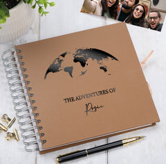 Personalised Adventures Holiday Love Multiple Colour Scrapbook Photo Album Scrapbook ukgiftstoreonline Brown Black