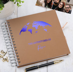 Personalised Adventures Holiday Love Multiple Colour Scrapbook Photo Album Scrapbook ukgiftstoreonline Brown Blue