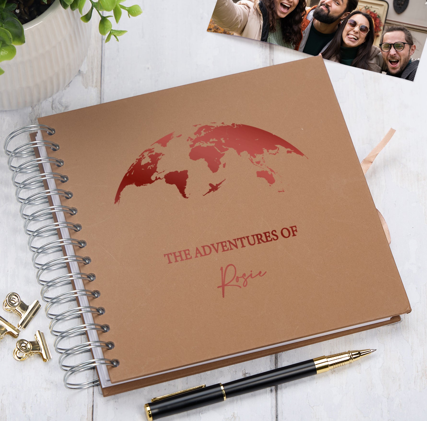 Personalised Adventures Holiday Love Multiple Colour Scrapbook Photo Album Scrapbook ukgiftstoreonline Brown Red