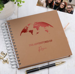 Personalised Adventures Holiday Love Multiple Colour Scrapbook Photo Album Scrapbook ukgiftstoreonline Brown Red