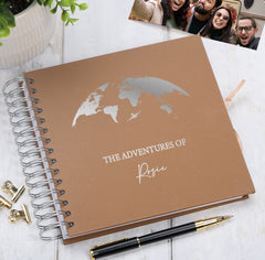 Personalised Adventures Holiday Love Multiple Colour Scrapbook Photo Album Scrapbook ukgiftstoreonline Brown Silver